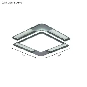 Modern Acrylic LED Flushmount Lighting - Rhombus/Rectangular Shape, 16"/19.5"/35.5" Width, Black & White - Ideal for Bedroom