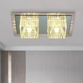 Modern Crystal Flush Mount LED Ceiling Light Fixture - Clear