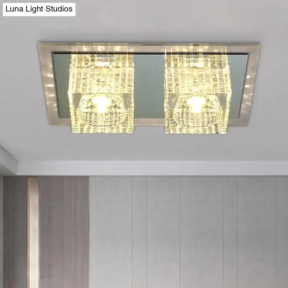 Modern Crystal Flush Mount LED Ceiling Light Fixture - Clear