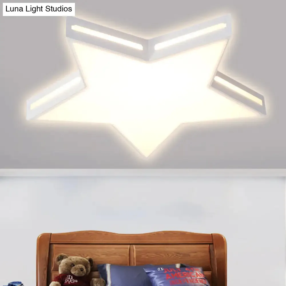 Modern White Star LED Ceiling Lamp for Boys' Bedroom