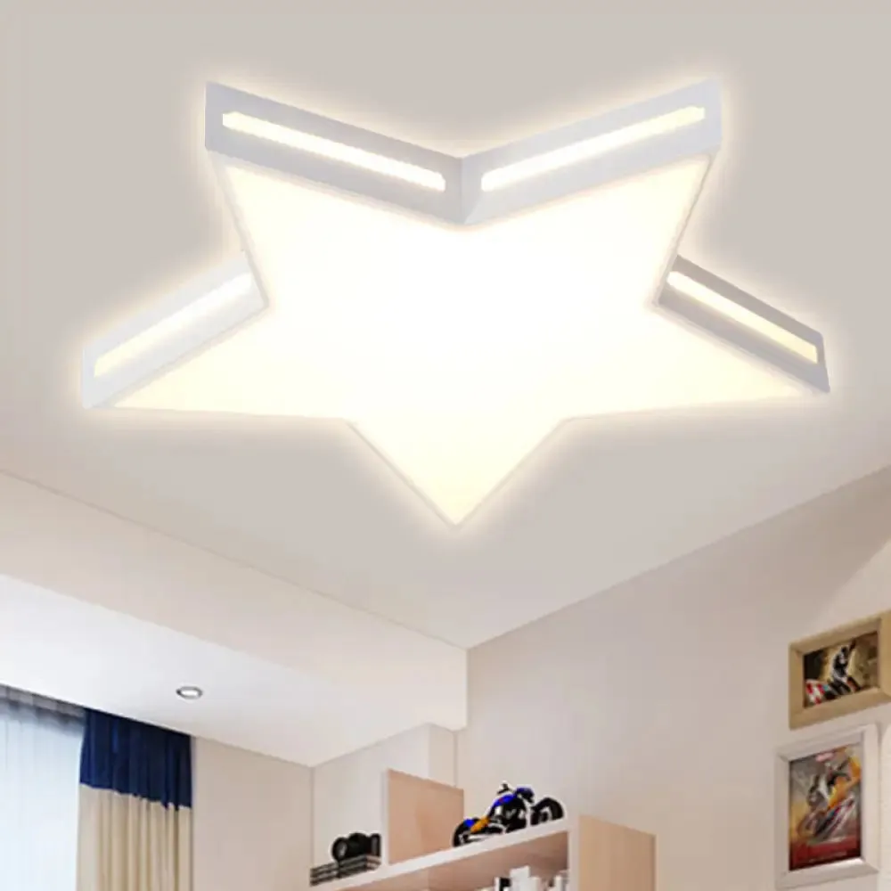 Modern White Star LED Ceiling Lamp for Boys' Bedroom