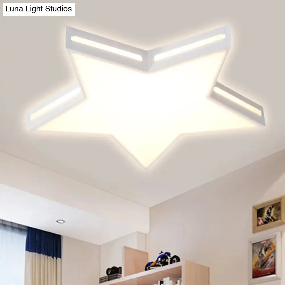 Modern White Star LED Ceiling Lamp for Boys' Bedroom