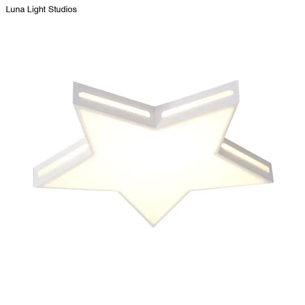 Modern White Star LED Ceiling Lamp for Boys' Bedroom