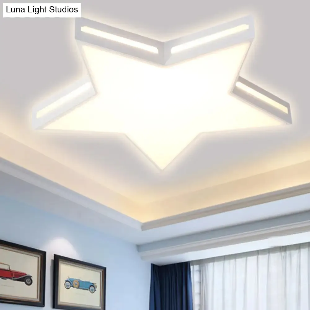 Modern White Star LED Ceiling Lamp for Boys' Bedroom