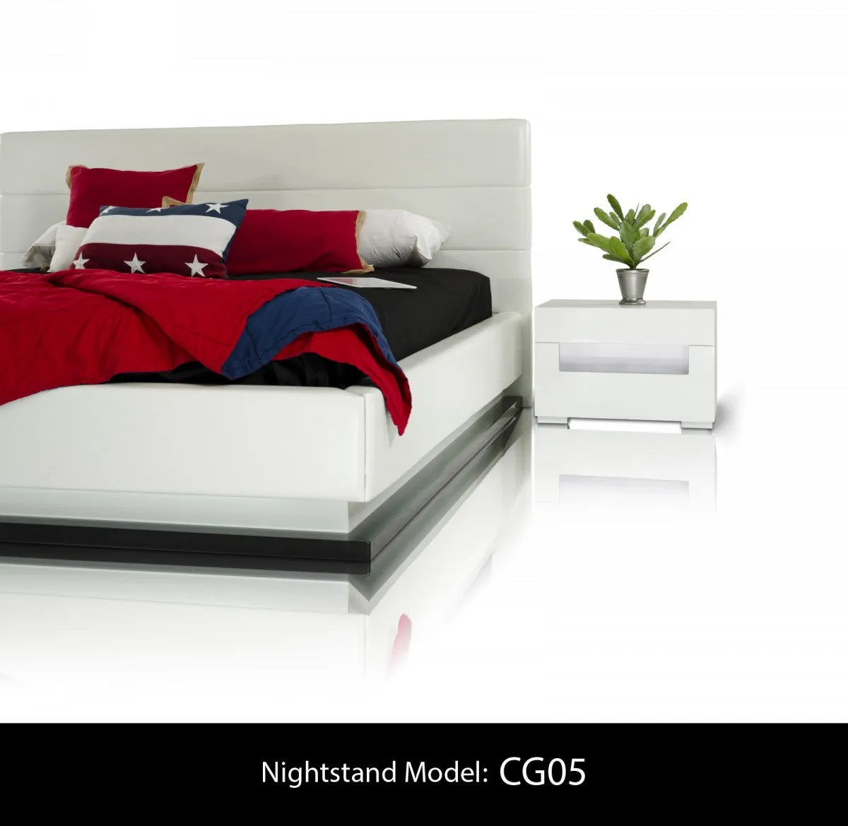 Modrest Infinity - Contemporary Platform Bed with Lights