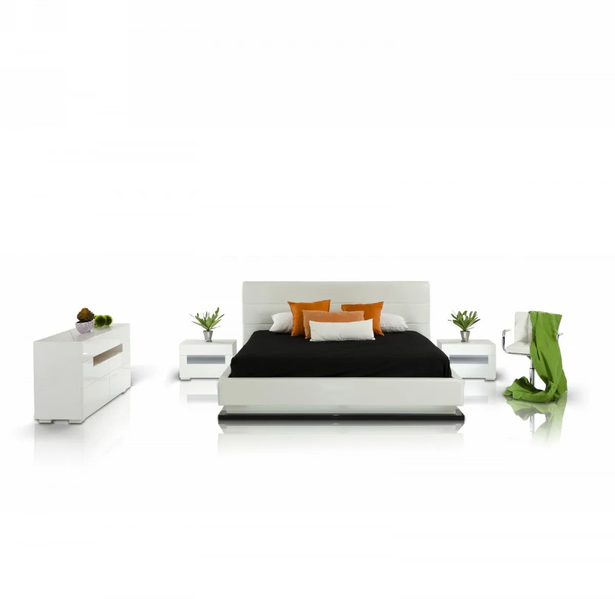 Modrest Infinity - Contemporary Platform Bed with Lights