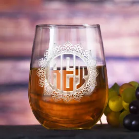 Monogrammed Stemless Wine Glasses