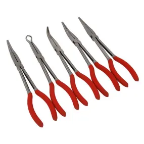 Neilsen CT3007 5 Piece 11" Long Reach Pliers Set, Red