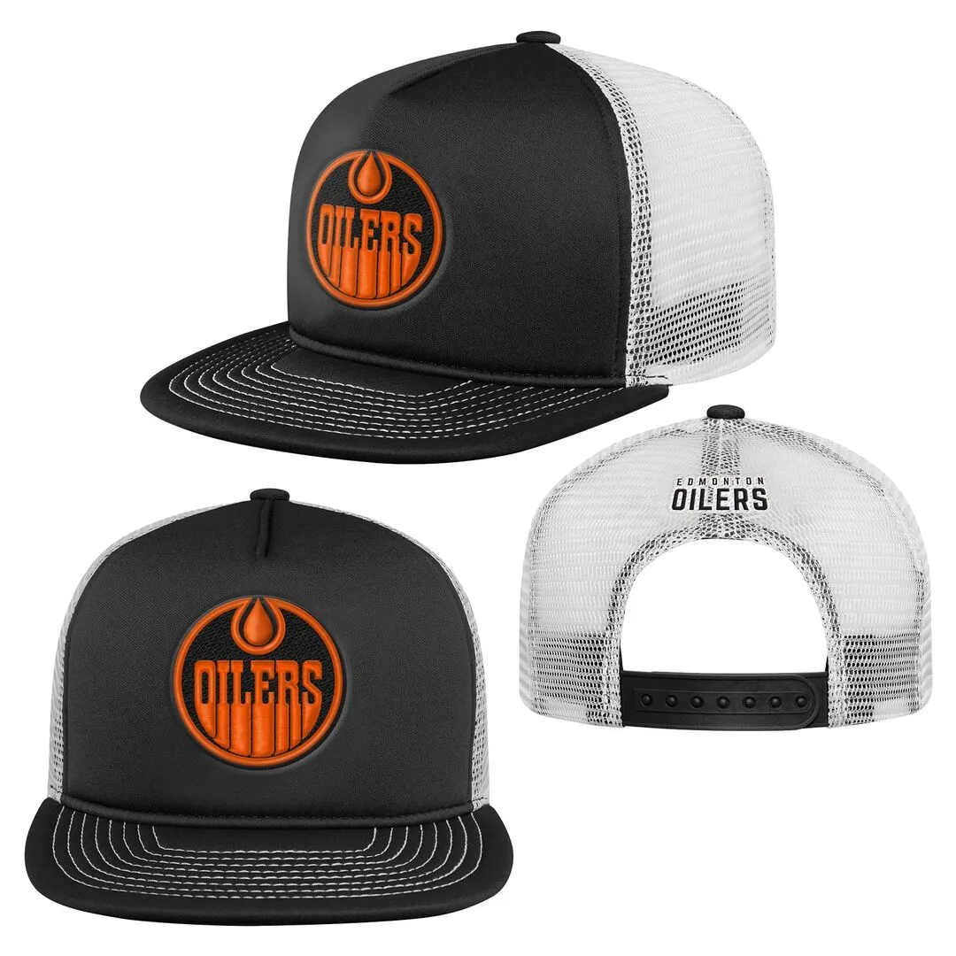 NHL Branded Youth Edmonton Oilers Foam Trucker Snapback Cap Black/White