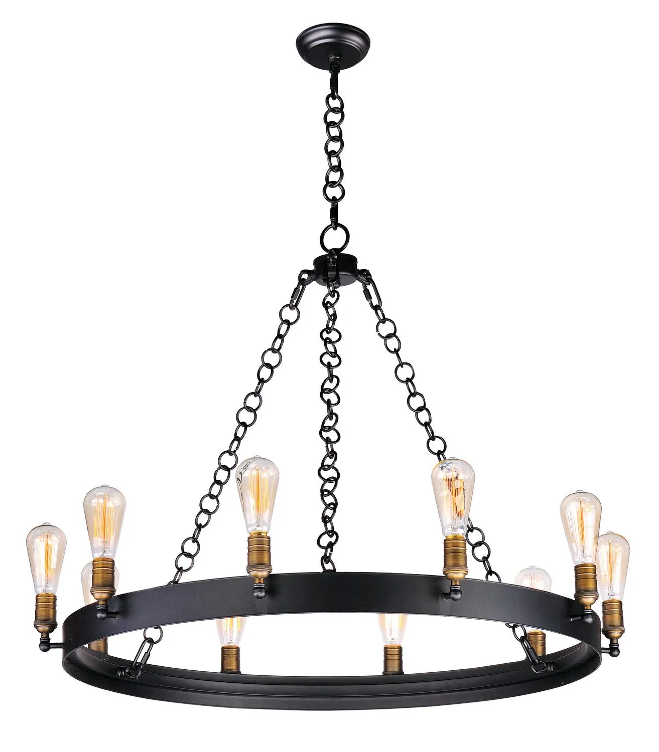 Noble LED Chandelier in Black & Natural Aged Brass