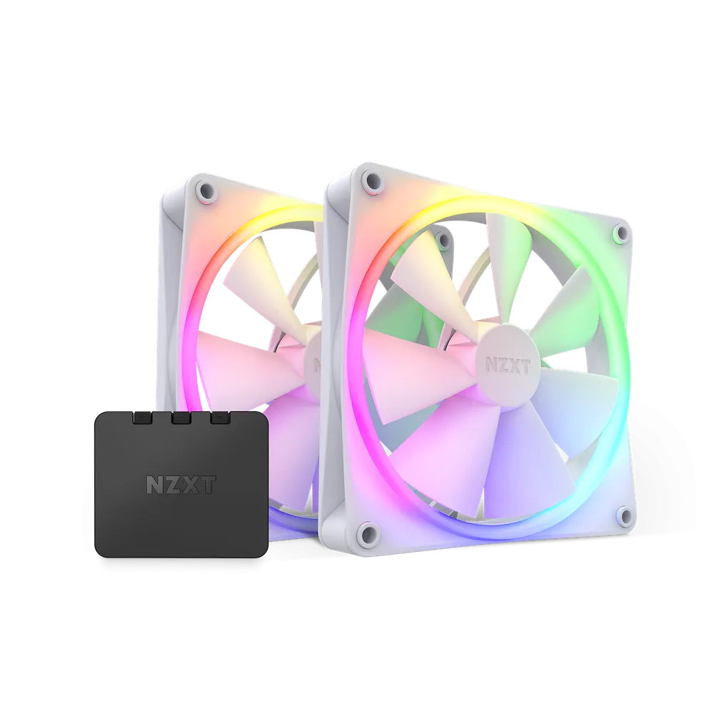 NZXT F140 RGB DUO 14cm Twin Pack WHITE 2 x Fan Kit Case Fan RF-D14DF-W1