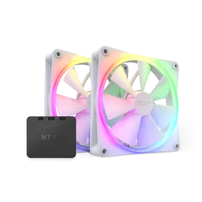 NZXT F140 RGB DUO 14cm Twin Pack WHITE 2 x Fan Kit Case Fan RF-D14DF-W1