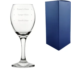 Personalised Engraved Pure Wine Glass with Name's Glass Serif Measurements Design, Customise with Any Name