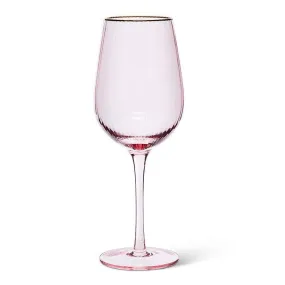 Pink Optic Wine Glass with Gold Rim