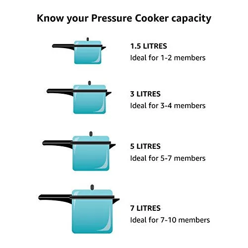 Prestige Deluxe Duo Plus Induction Base Aluminum Outer Lid Pressure Cooker, 1.5 Liters, Black