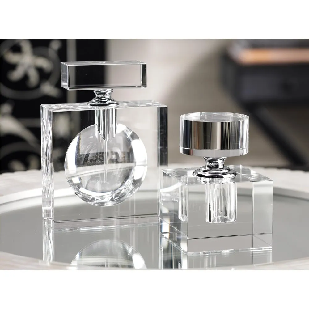 "Amari" 4.25" Tall Glass Perfume Bottle, Cube Shaped