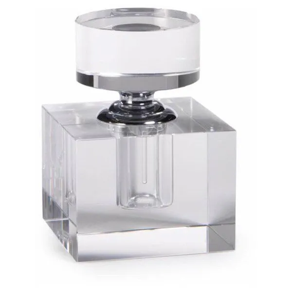 "Amari" 4.25" Tall Glass Perfume Bottle, Cube Shaped