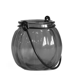 Recycled Pumpkin Candle Lantern - Grey