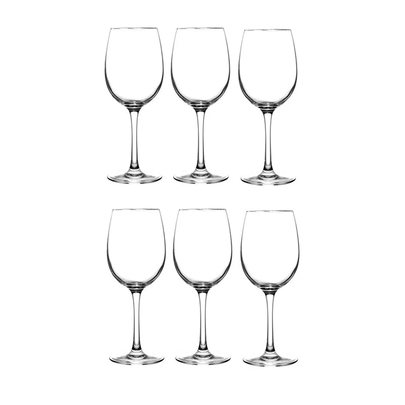 Red & White Wine and Champagne Glasses Clear Crystal Drinkware | Set of 6 | 2 x 8 inches | 350ml