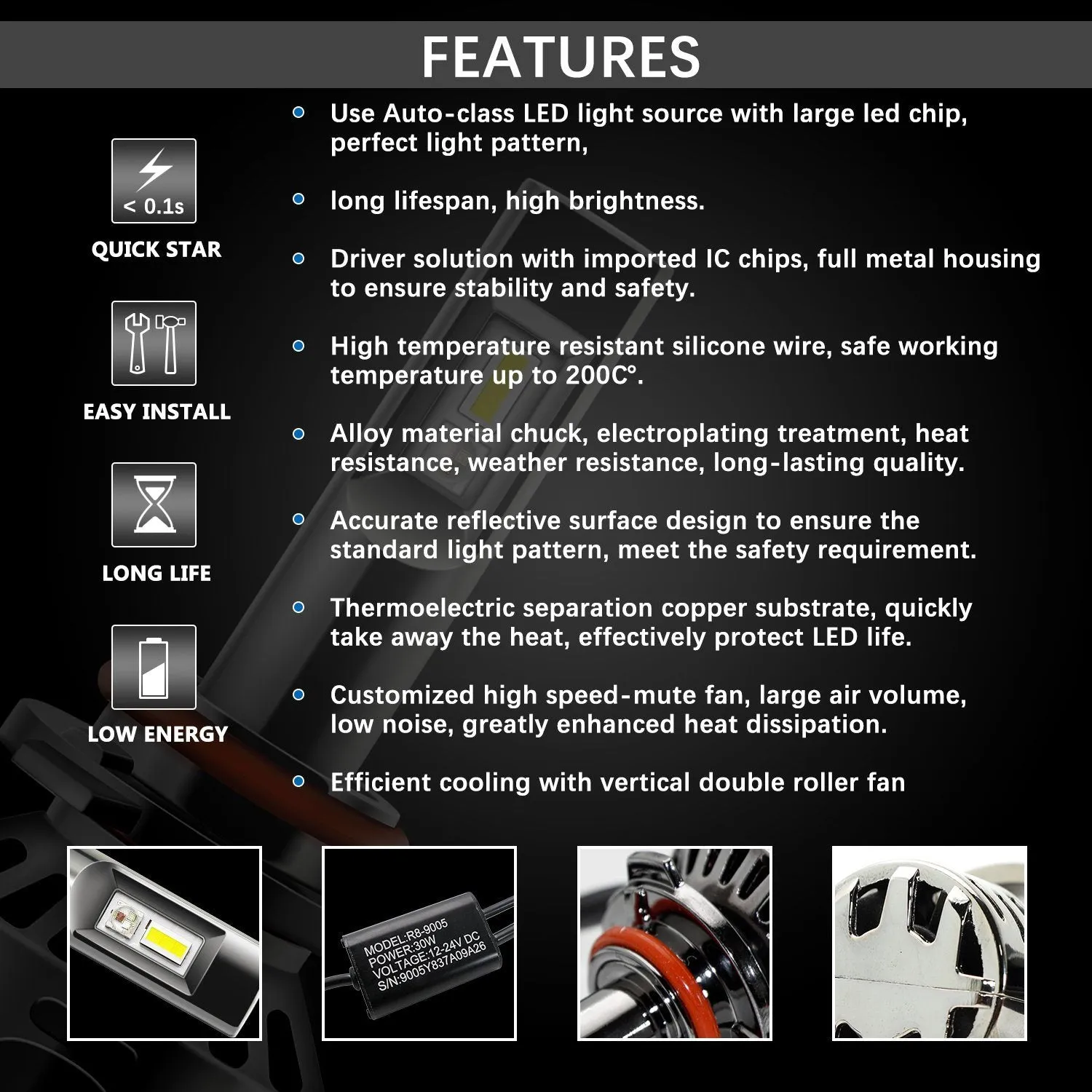 RGB LED Headlight Bulbs Conversion Kit Control by Bluetooth Smartphone App