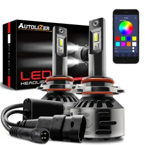 RGB LED Headlight Bulbs Conversion Kit Control by Bluetooth Smartphone App