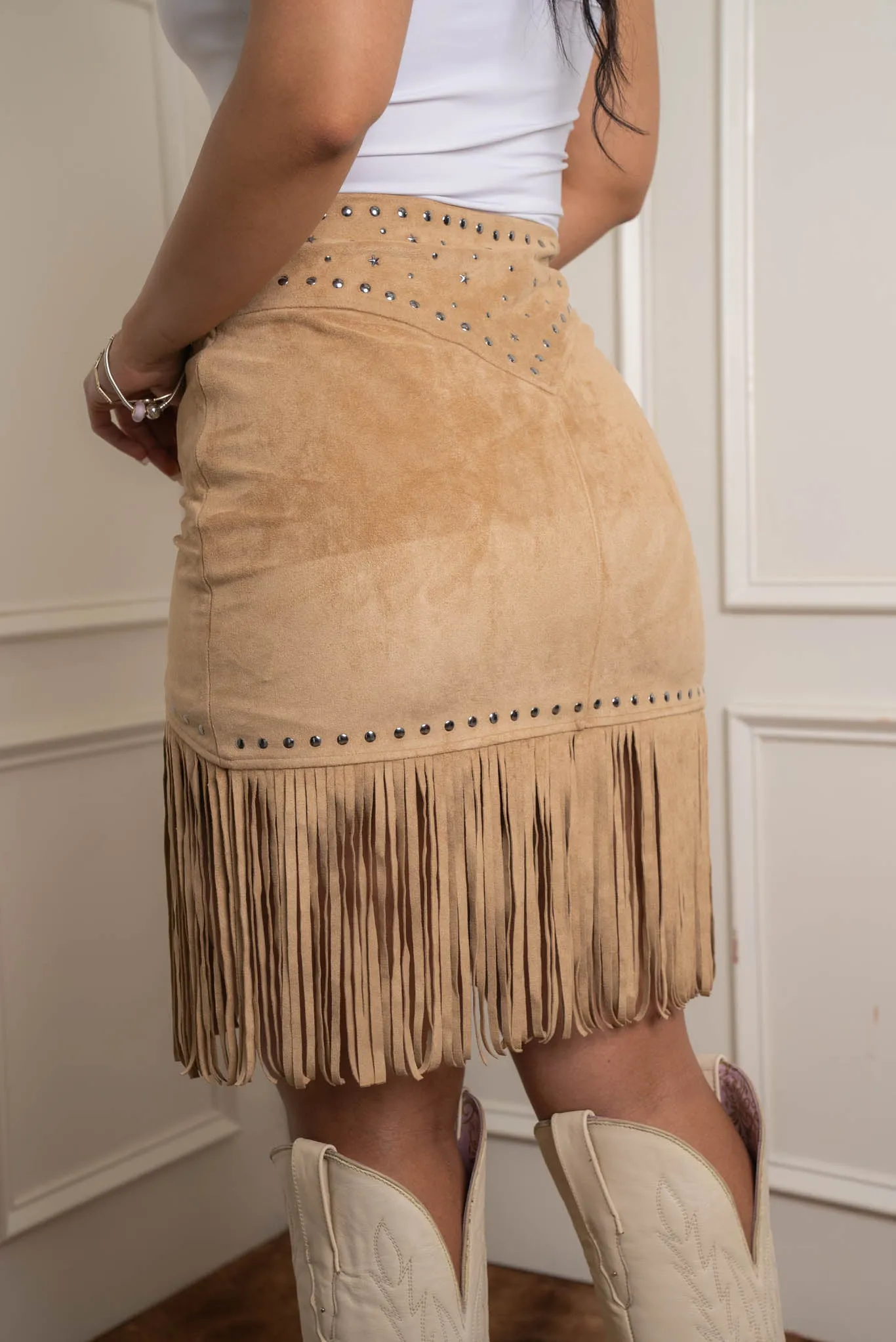 Rock & Roll Denim Fringe Mini Skirt BW69B03274 JJ