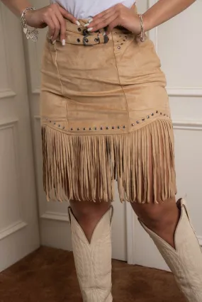 Rock & Roll Denim Fringe Mini Skirt BW69B03274 JJ