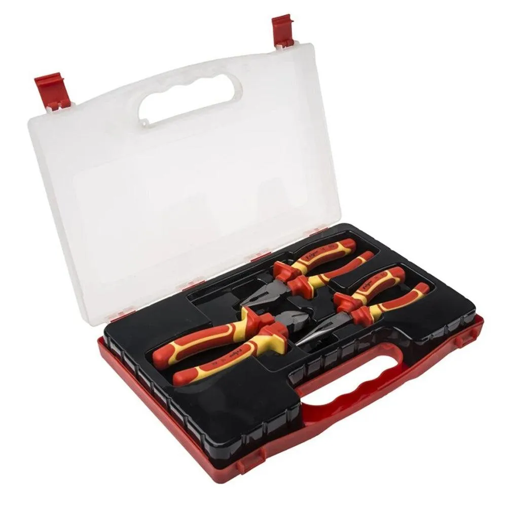 RS PRO Chrome Vanadium Steel Plier Set - Red | 847-3734