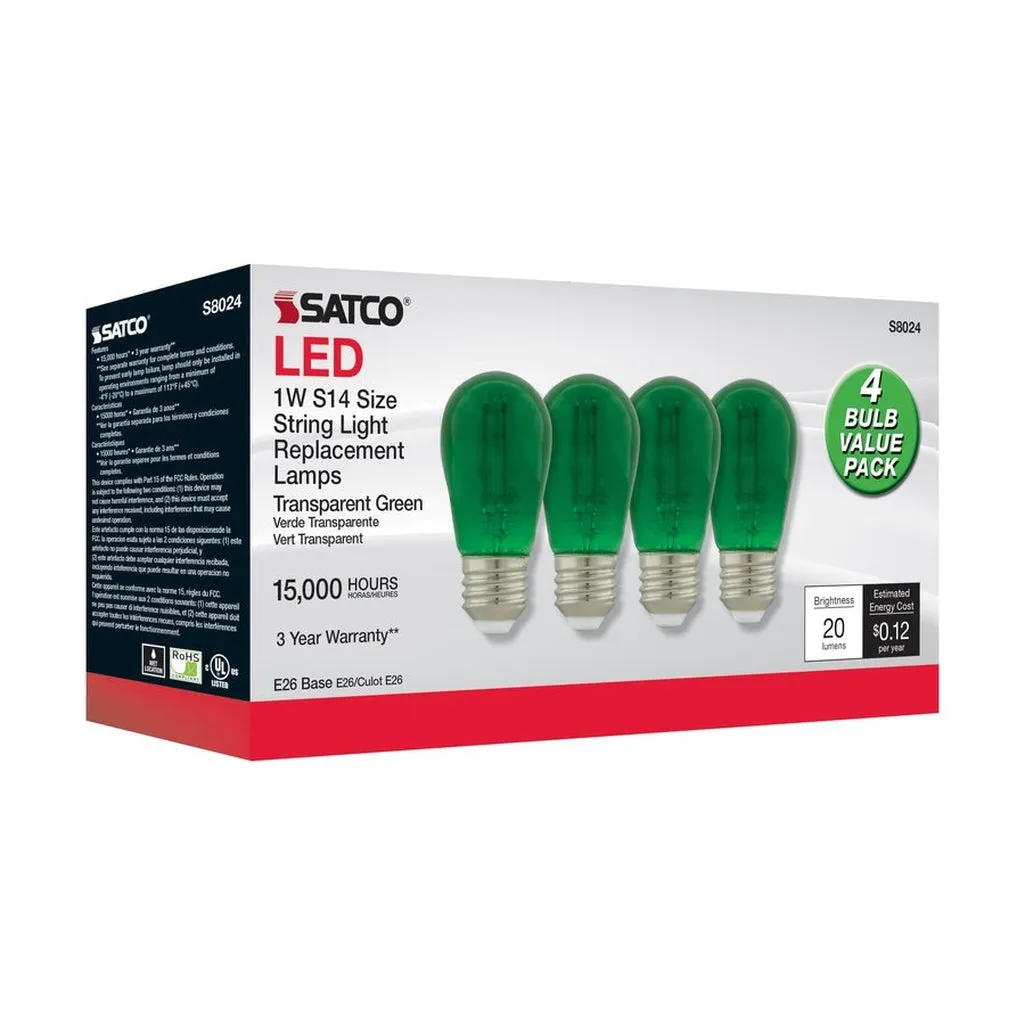 S14 LED String Light Replacement Bulb - 2200K - 120V - Replacement 4PK