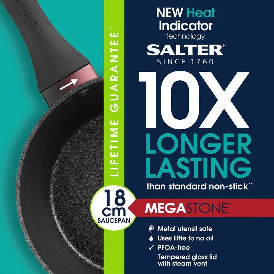 Salter Thermo Collar Non Stick Saucepan with Glass Lid | 18cm