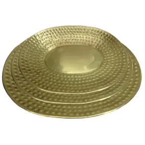 SET/3 BRASS HAMMERED OVAL TRAY