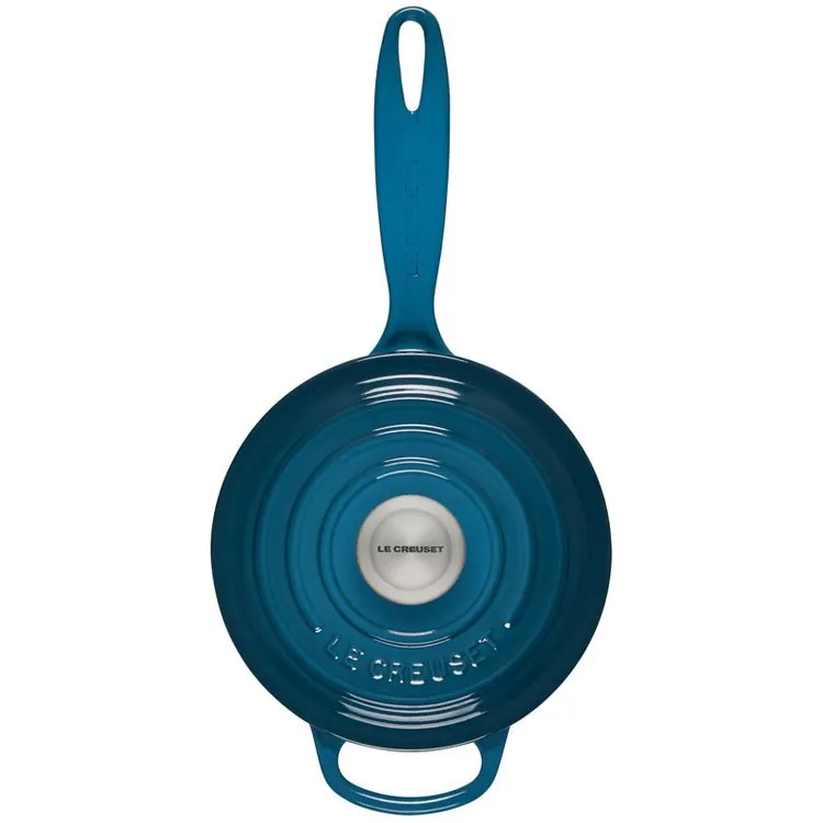 Signature 1.75-Quart Cast Iron Saucepan with Stainless Steel Knob - Deep Teal