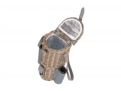 SINGLE BOTTLE & 2 CHAMPAGNE GLASS CARRIER with SHOULDER STRAP