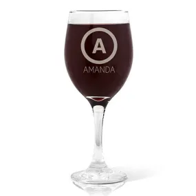 Single Initial Design Wine 410ml Glass