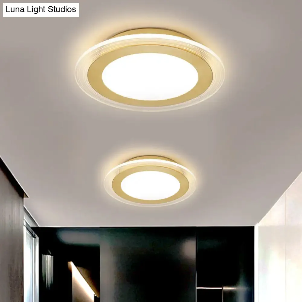 Sleek Round Panel Ceiling Light with Simplicity LED for Corridor - Gold Flush Mount