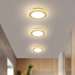 Sleek Round Panel Ceiling Light with Simplicity LED for Corridor - Gold Flush Mount