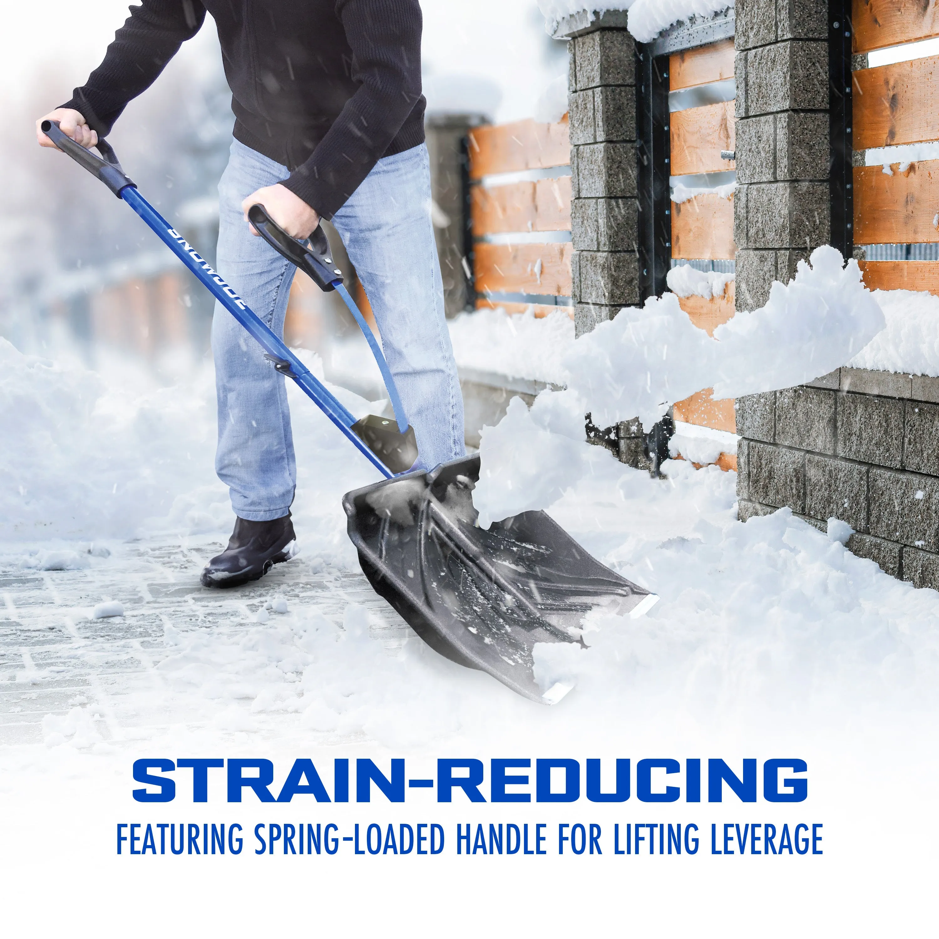 Snow Joe SJ-SHLV01 Shovelution Strain-Reducing Snow Shovel | 18-Inch | Spring Assisted Handle