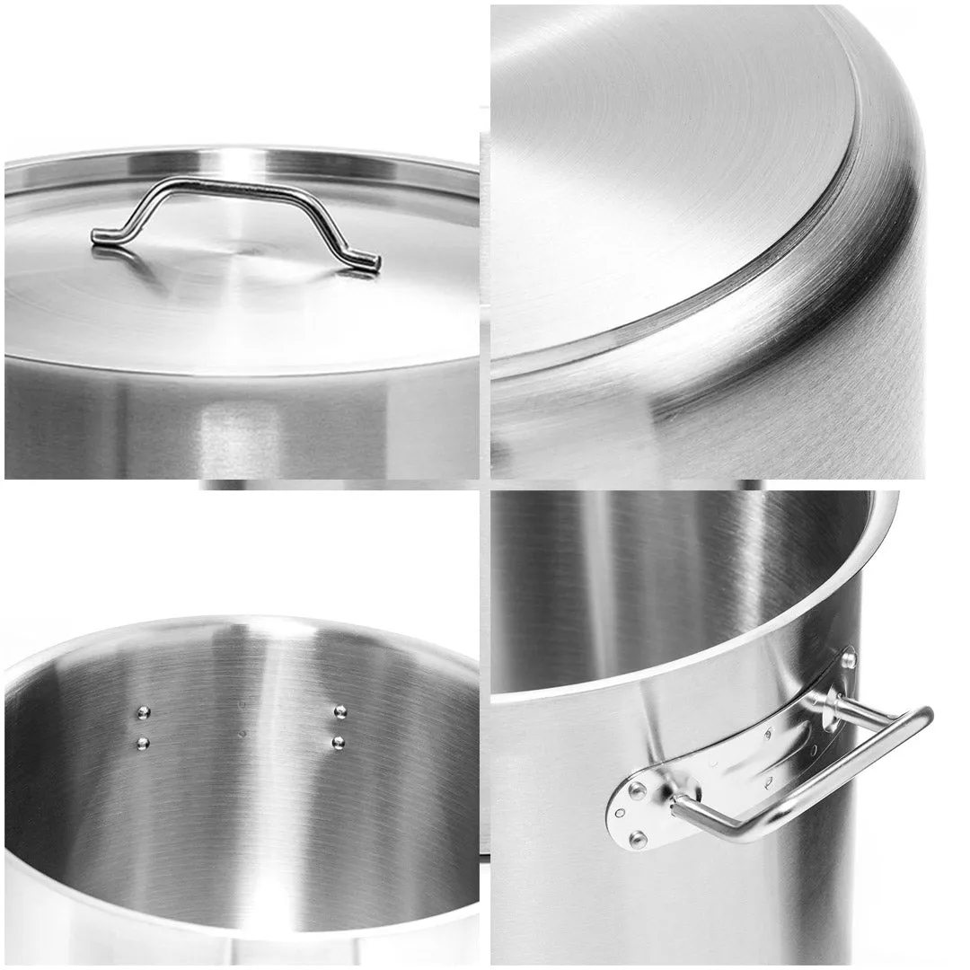 SOGA Stock Pot 113Lt Top Grade Thick Stainless Steel Stockpot 18/10