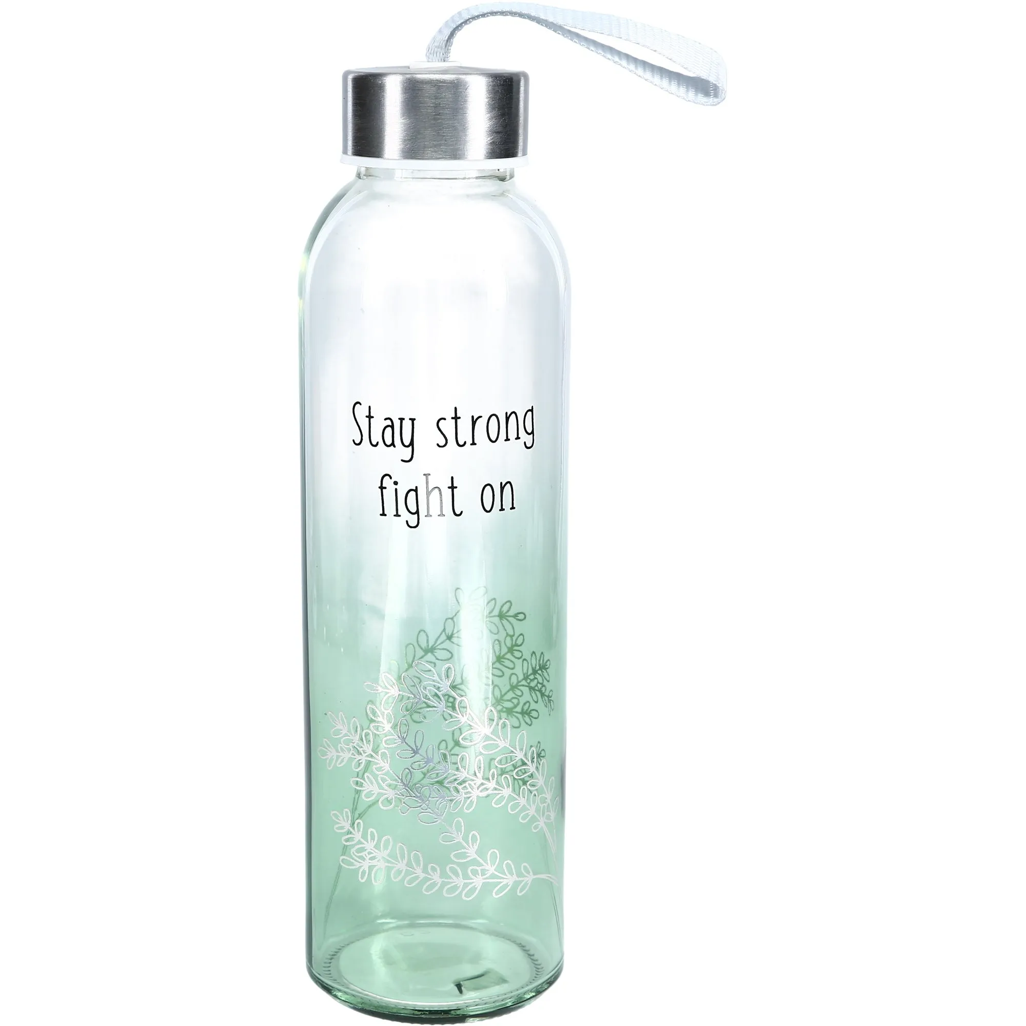 Stay Strong 16.5 oz Glass Water Bottle