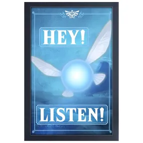 The Legend of Zelda: Ocarina of Time - Navi "Hey Listen!" Framed Poster (Gel Coat, 12.25"x18.25") - Pyramid America