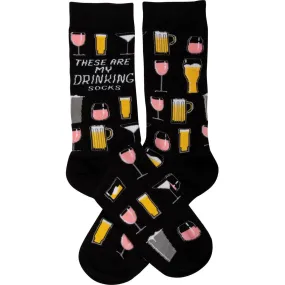 These Are My Drinking Socks Black Colorful Funny Novelty Socks with Cool Design, Bold/Crazy/Unique Specialty Dress Socks