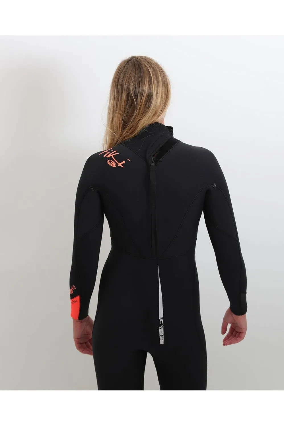 Tiki Ladies Zepha2 4/3 Wetsuit GBS - Back Zip - Black/Peach