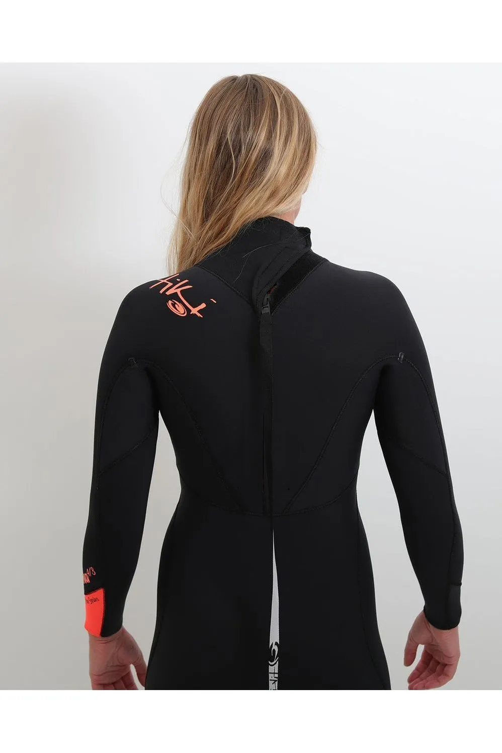 Tiki Ladies Zepha2 4/3 Wetsuit GBS - Back Zip - Black/Peach