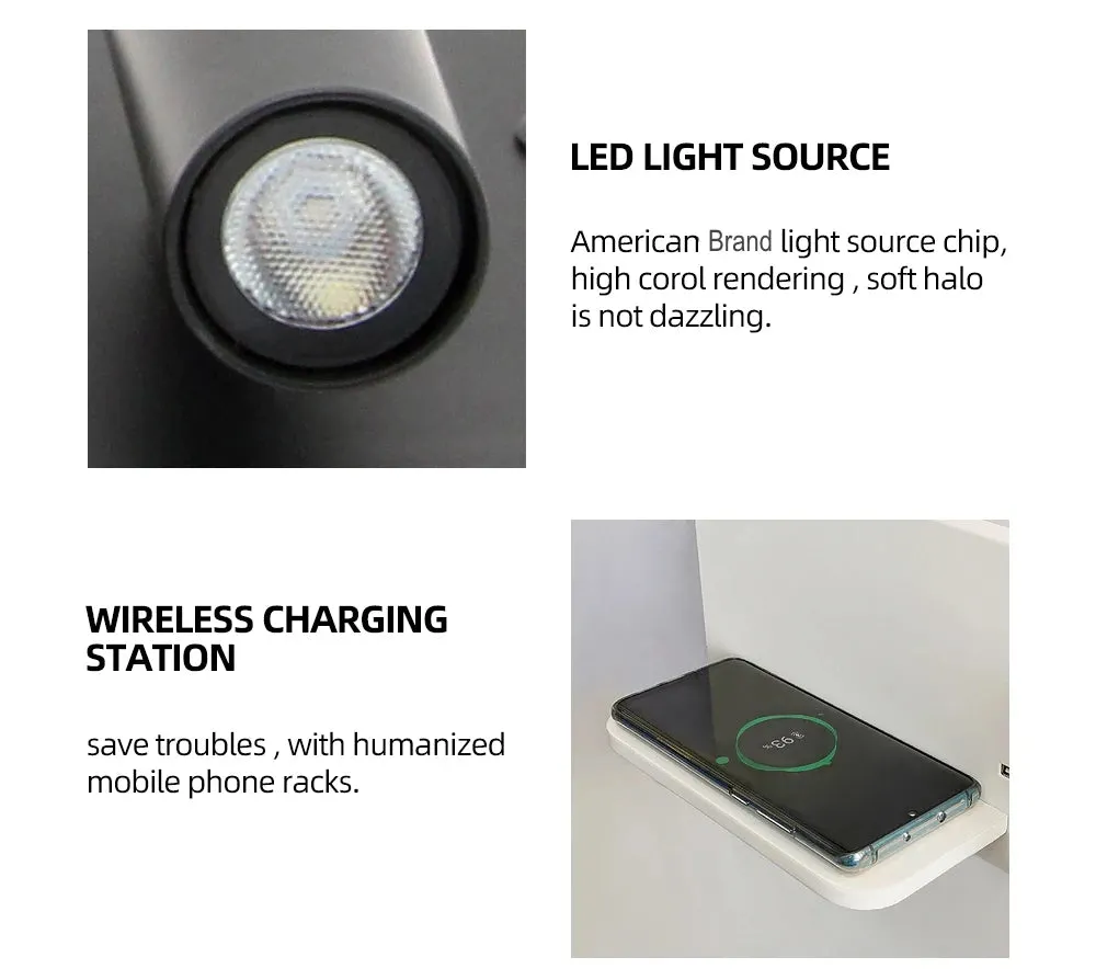 USB and Wireless Charger Independent Ambient with Accent Wall Lamp