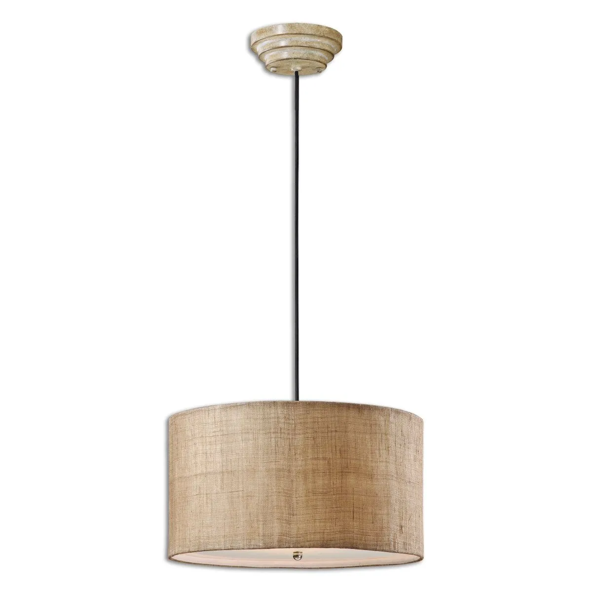 Uttermost Dafina 3 Light Burlap Drum Pendant