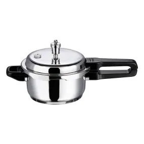 Vinod Cookware Induction Friendly Sandwich Bottom Pressure Cooker with Lid, 3-Pieces, 3 Liters, 3-Pieces, Silver