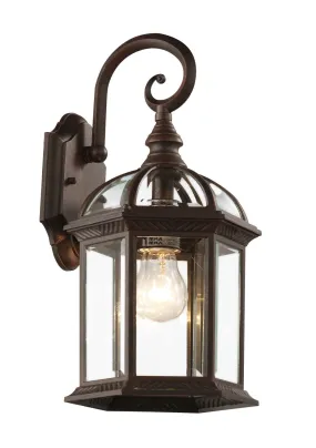 Wentworth 1-Light Wall Lantern in Rust with Clear Beveled Glass