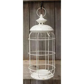 White Birdcage Lantern 17" H