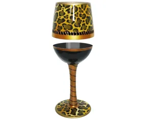 Wine Glass Deco Leopard Bottom's Up